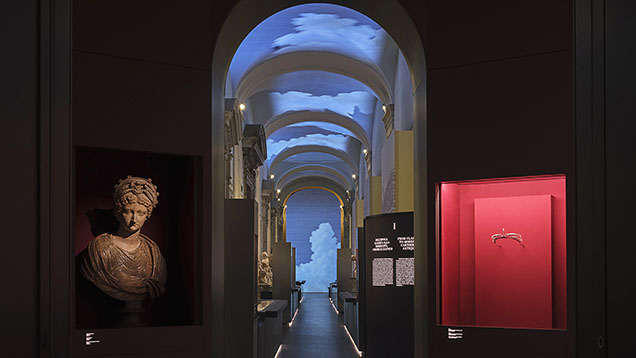 Figure 1. A view of the entrance to the Cartier and Myths exhibition at the Capitoline Museums. Photo courtesy of Cartier Italy.