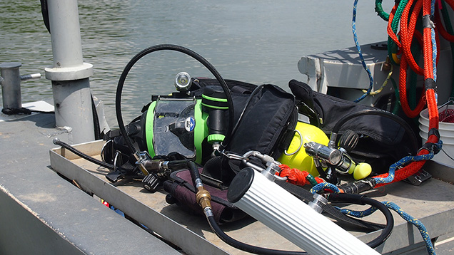 Diving equipment on a table 