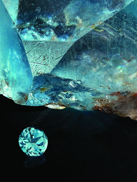 Carat round texas topaz gem floating.
