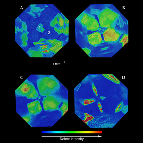 PL images of baseline-corrected peak area intensity in HPHT synthetic diamond