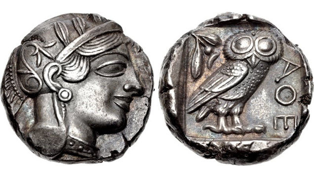 Ancient silver coin Athens