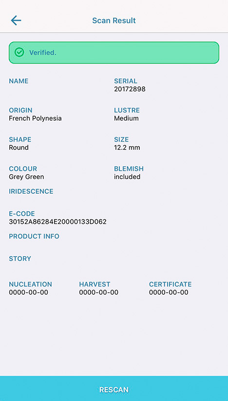 Smartphone app display of scan result.