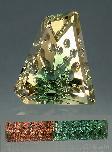 Ametrine top view cut 