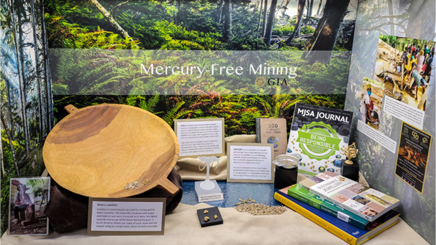 GIA’s Richard T. Liddicoat Gemological Library and Information Center received the Betty Clayton Gibson Memorial Trophy – Best Museum Exhibit for 2023 at the Tucson Gem and Mineral Show for its exhibit highlighting the importance of mercury-free gold.