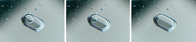 A blue topaz contains a complex fluid-filled negative crystal.