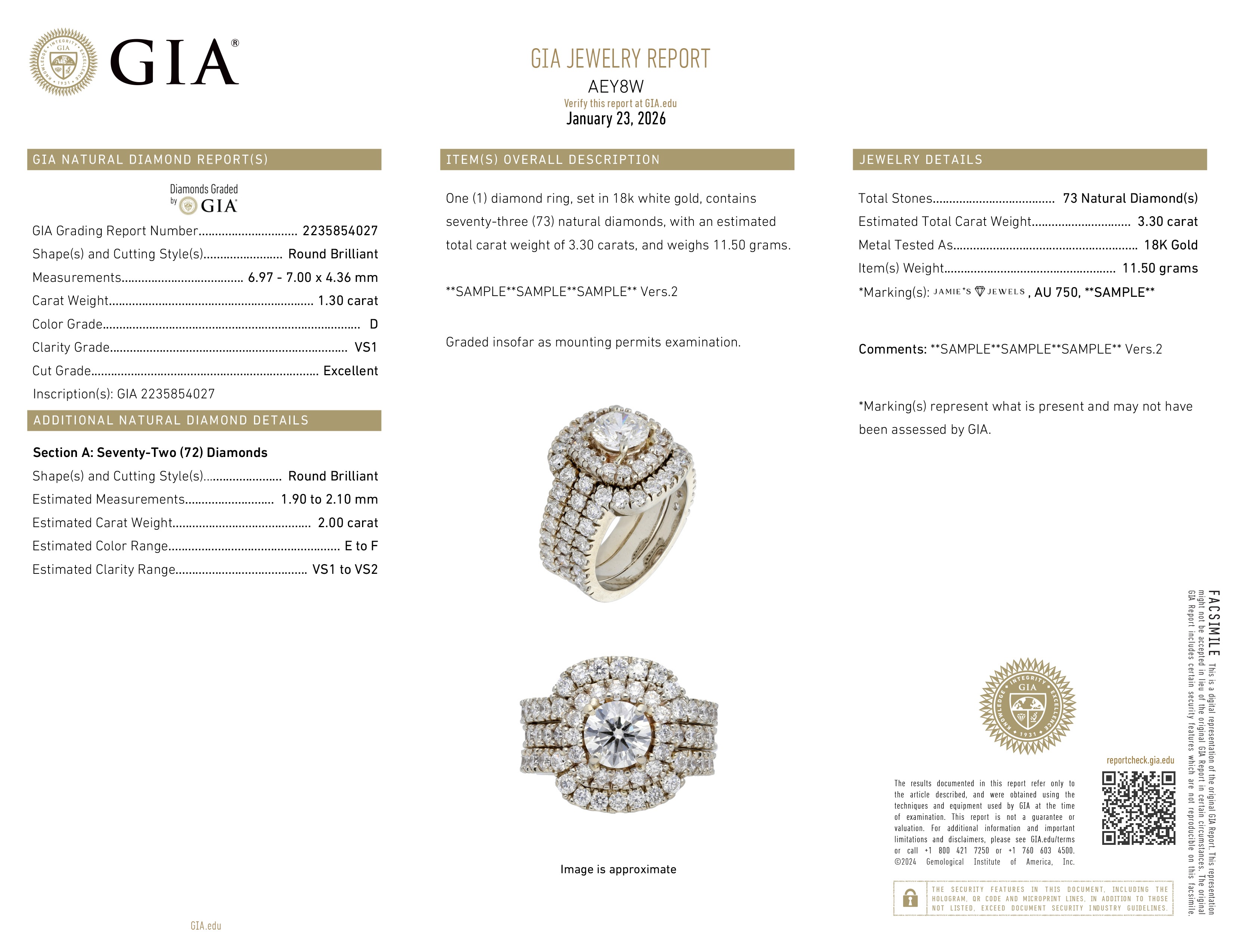 SAMPLE JEWELRY REPORTS SAMPLE JEWELRY REPORTS