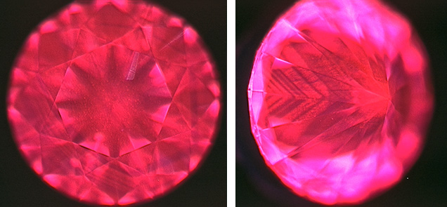 DiamondView of diamond showing red fluorescence. DiamondView of diamond showing red fluorescence.