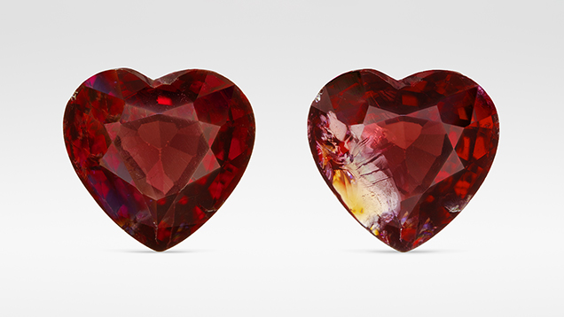 Spinel before (left) and after (right) removing oil.