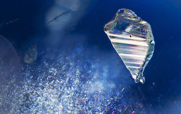 An iridescent apatite crystal seen in an untreated star sapphire.