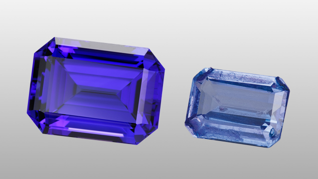 Natural and treated tanzanite Natural and treated tanzanite