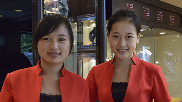 Two Mazu Jade Co. salespeople Two Mazu Jade Co. salespeople