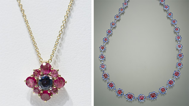 Red beryl pendant and necklace