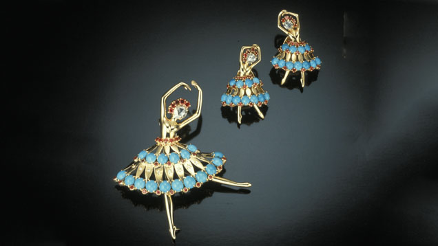 Van Cleef & Arpels Ballerina Brooch and Matching Clip Earrings Van Cleef & Arpels Ballerina Brooch and Matching Clip Earrings
