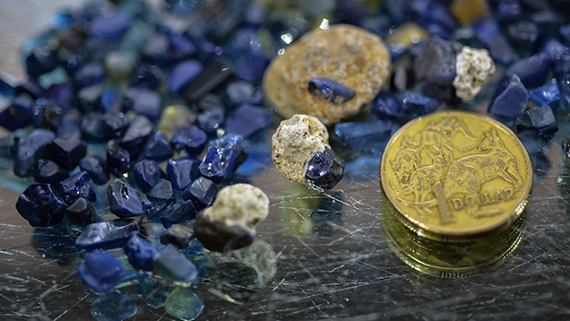 Sapphire rough and host rock