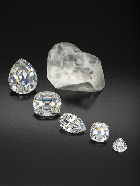 Rough and faceted cubic zirconia Rough and faceted cubic zirconia
