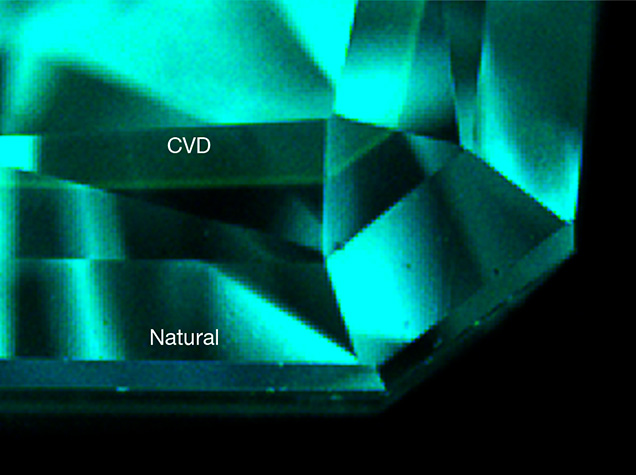 CVD-grown/natural diamond composite with color equivalent to fancy blue CVD-grown/natural diamond composite with color equivalent to fancy blue