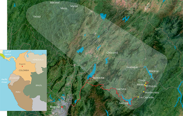 Map of Colombian emerald deposits Map of Colombian emerald deposits