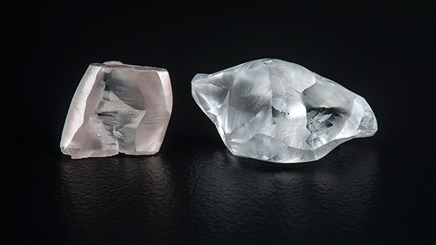 Two fancy-color rough diamonds Two fancy-color rough diamonds
