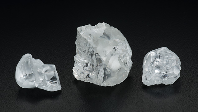 Three rough diamonds Three rough diamonds