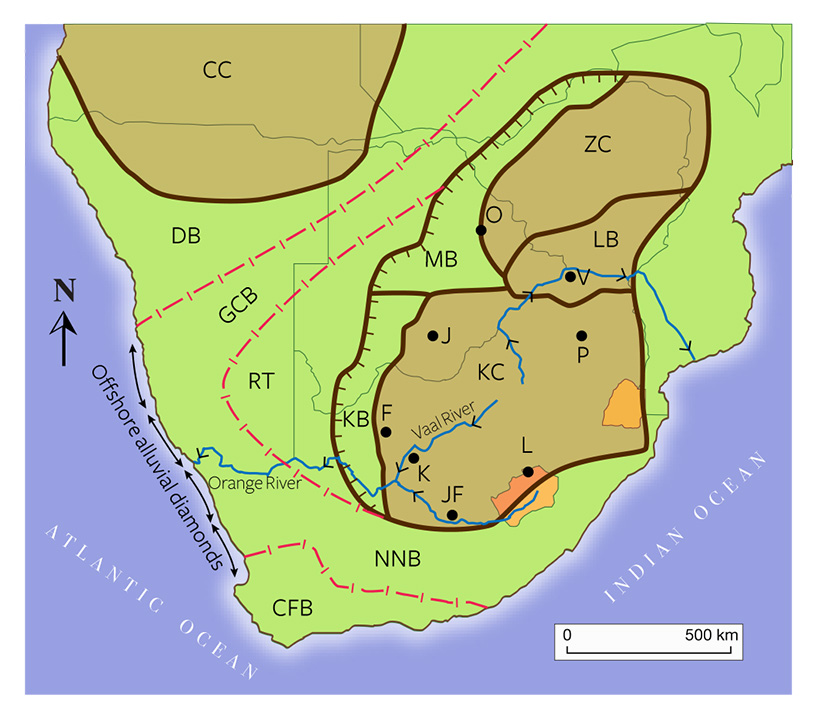 Geologic map of southern Africa Geologic map of southern Africa