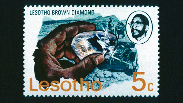 Postage stamp of Lesotho Brown diamond Postage stamp of Lesotho Brown diamond