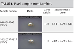 Table 1. Pearl samples from Lombok. Table 1. Pearl samples from Lombok.