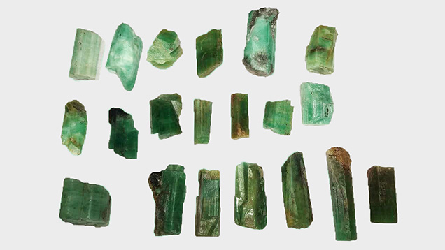 Medium- to low-quality rough emeralds from Malipo, China Medium- to low-quality rough emeralds from Malipo, China
