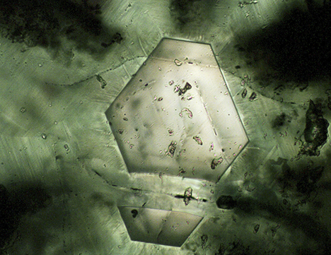 Separate areas in emerald core showing multiple growth periods Separate areas in emerald core showing multiple growth periods