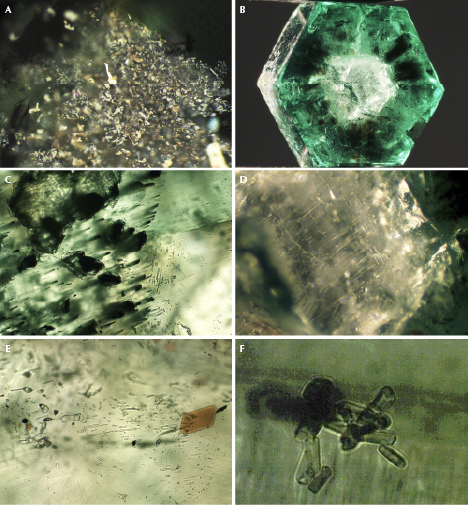 Arms and inclusions in Swat trapiche-type emerald Arms and inclusions in Swat trapiche-type emerald