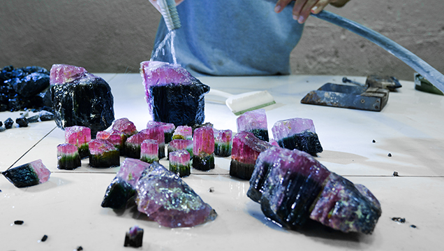 Brazilian bicolor and rubellite tourmaline rough Brazilian bicolor and rubellite tourmaline rough