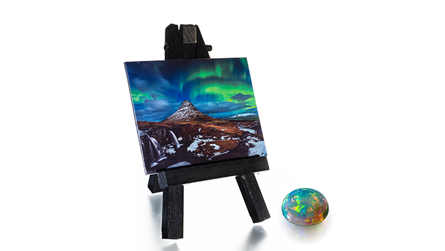 Opal and image on easel Opal and image on easel