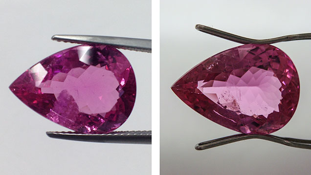 Rubellite fissure before and after treatment