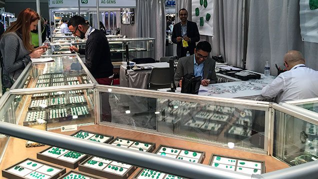 Calibrated emeralds at AGTA Calibrated emeralds at AGTA