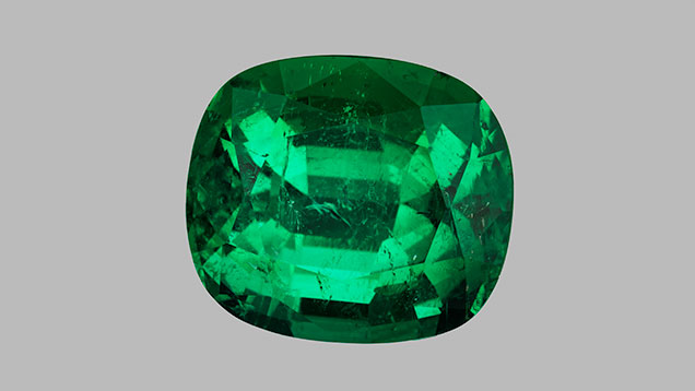 Cushion-cut Afghan emerald