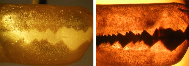 Growth zoning of chrysoberyl Growth zoning of chrysoberyl
