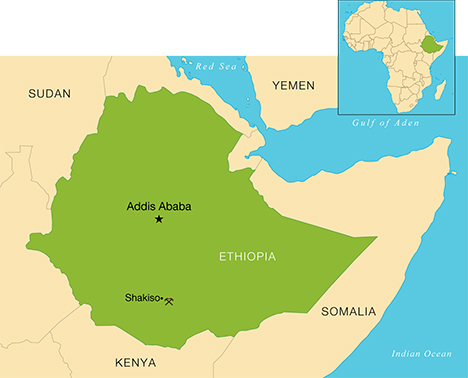 Map of Ethiopian emerald deposit Map of Ethiopian emerald deposit
