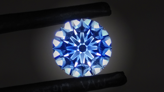 A blue sapphire recut by Rex Guo to optimize light performance.