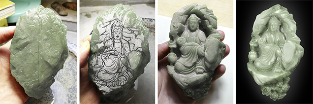 The four steps of the modern manual carving process. The four steps of the modern manual carving process.