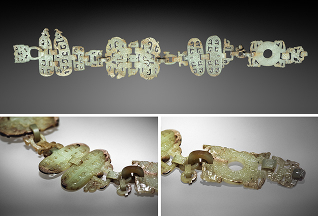 This jade dragon-phoenix pendant embodies flexible connecting and mature piercing techniques. This jade dragon-phoenix pendant embodies flexible connecting and mature piercing techniques.