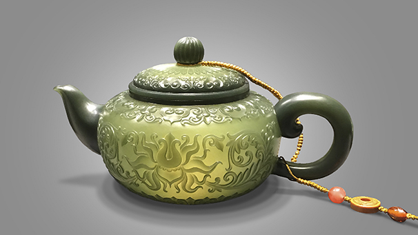 Nephrite “Eggshell Teapot” by Ting Yu. Nephrite “Eggshell Teapot” by Ting Yu.