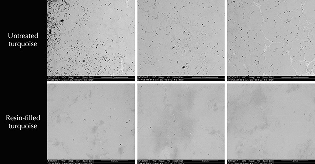 ESEM images of pore distribution in untreated and resin-filled turquoise ESEM images of pore distribution in untreated and resin-filled turquoise