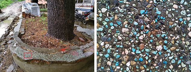 Turquoise fragments used as outdoor decorative materials Turquoise fragments used as outdoor decorative materials