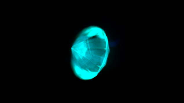 DiamondView image of one of the HPHT synthetic melee diamonds DiamondView image of one of the HPHT synthetic melee diamonds