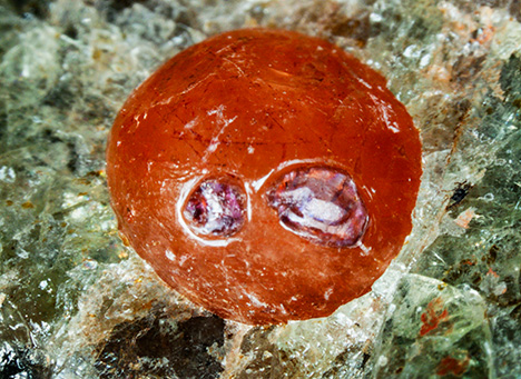 Purple fluorite “eyes.”