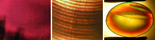 Curved growth lines and irregularly distributed gas bubbles in Verneuil-grown diffusion-treated synthetic rubies and sapphires Curved growth lines and irregularly distributed gas bubbles in Verneuil-grown diffusion-treated synthetic rubies and sapphires