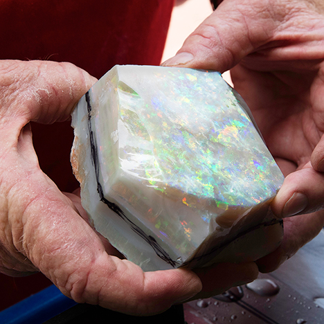 Rough opal marked and ready for cutting Rough opal marked and ready for cutting