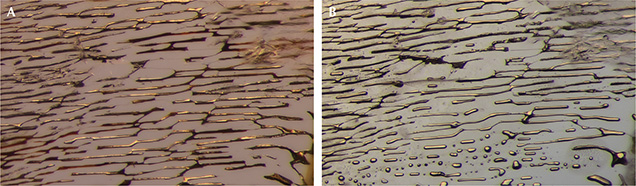 Tube channels in Madagascar sapphires before and after heating Tube channels in Madagascar sapphires before and after heating