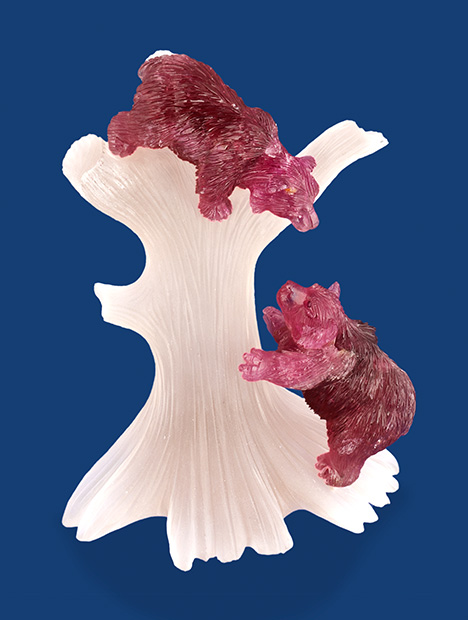 Bears carved by Gerhard Becker using tourmaline from The Big Find in Newry, Maine. Bears carved by Gerhard Becker using tourmaline from The Big Find in Newry, Maine.