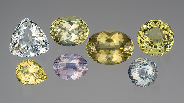 Figure 5. Sillimanite ranging from 7.85 to 9.91 ct. Photo by Robert Weldon; courtesy of Ivey Gemstones. Figure 5. Sillimanite ranging from 7.85 to 9.91 ct. Photo by Robert Weldon; courtesy of Ivey Gemstones.