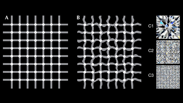 Optical effects and illusions creating diamond vibrancy Optical effects and illusions creating diamond vibrancy